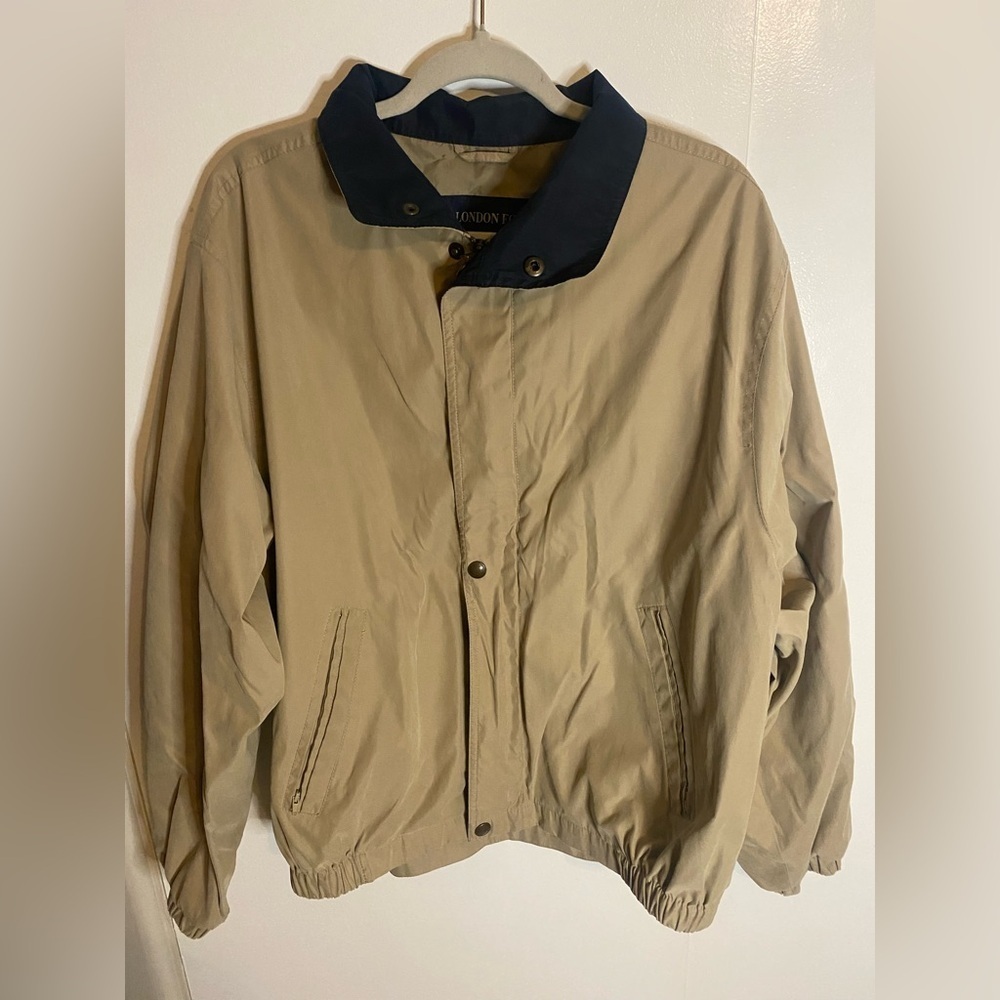 Men’s London Fog Lightweight Tan/Blue Jacket Size XL